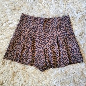 LOFT Cheetah Print Pleated Shorts